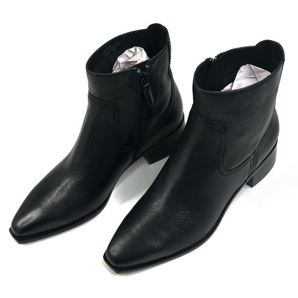 COLE HAAN Naia Black Leather Ankle Boot Bootie Womens Size 7B Side Zip New $200 - Picture 1 of 13